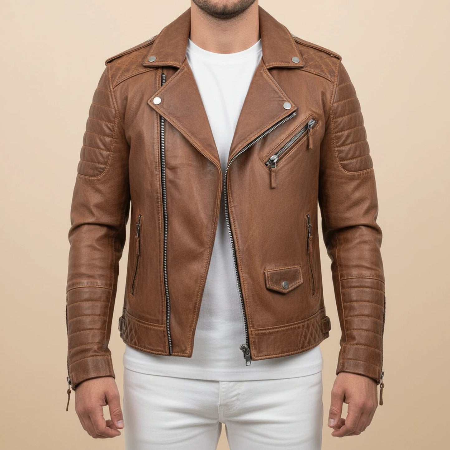 Slim-Fit Biker Jacket for Men