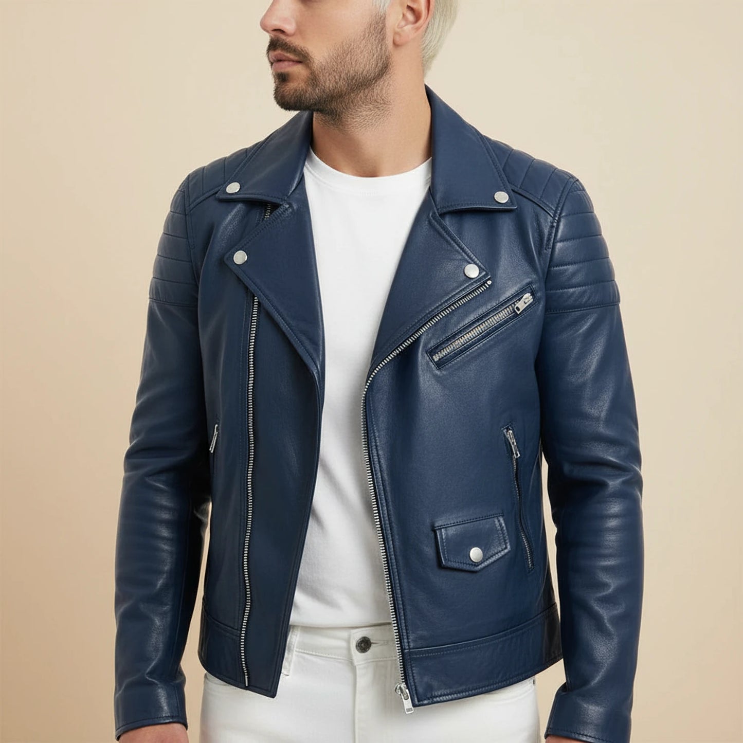 Slim-Fit Biker Jacket for Men