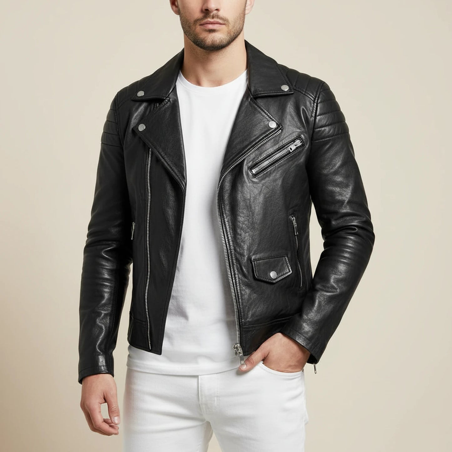 Slim-Fit Biker Jacket for Men