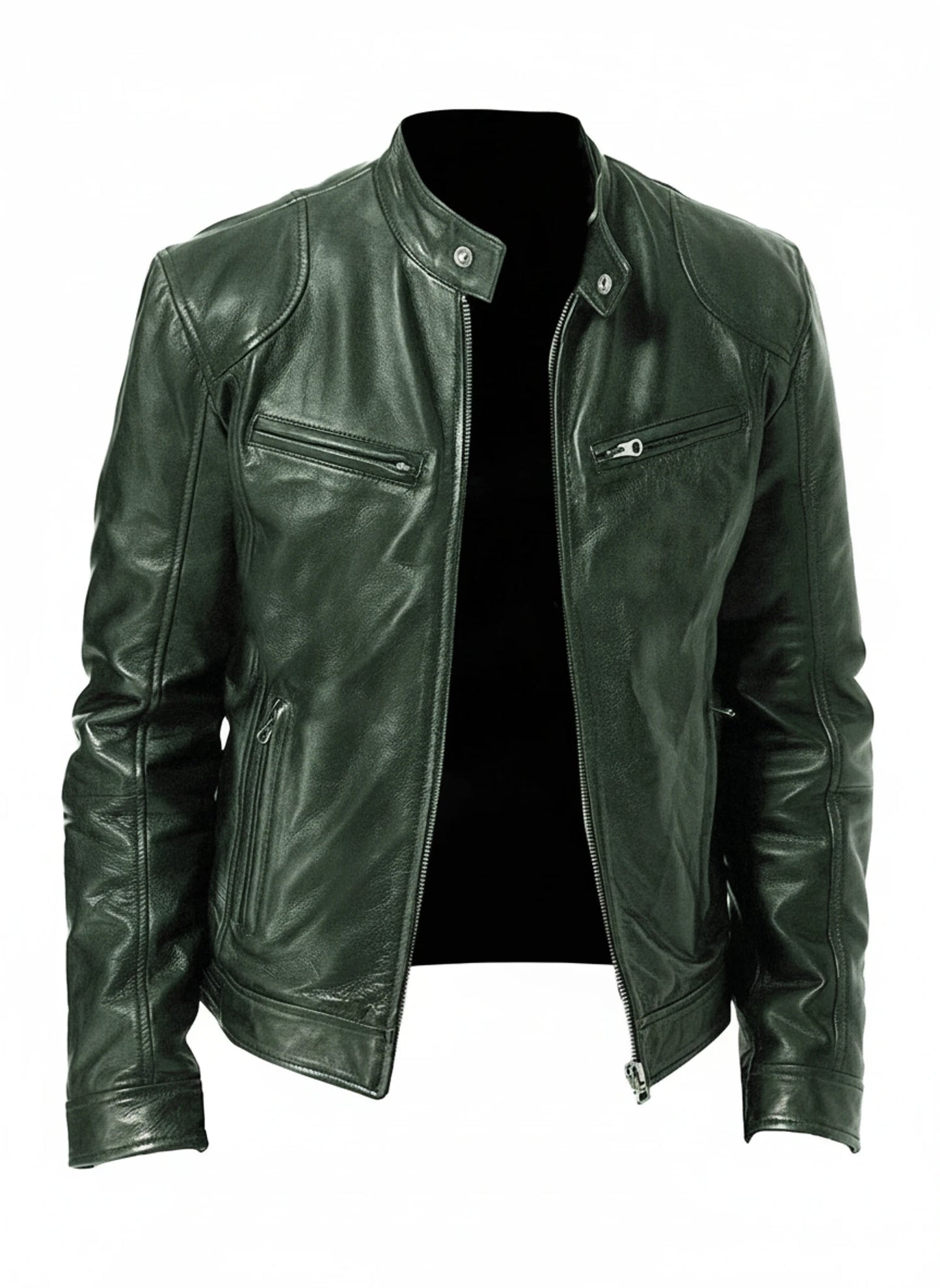 Slim Fit Leather Style Racer Jacket for Men