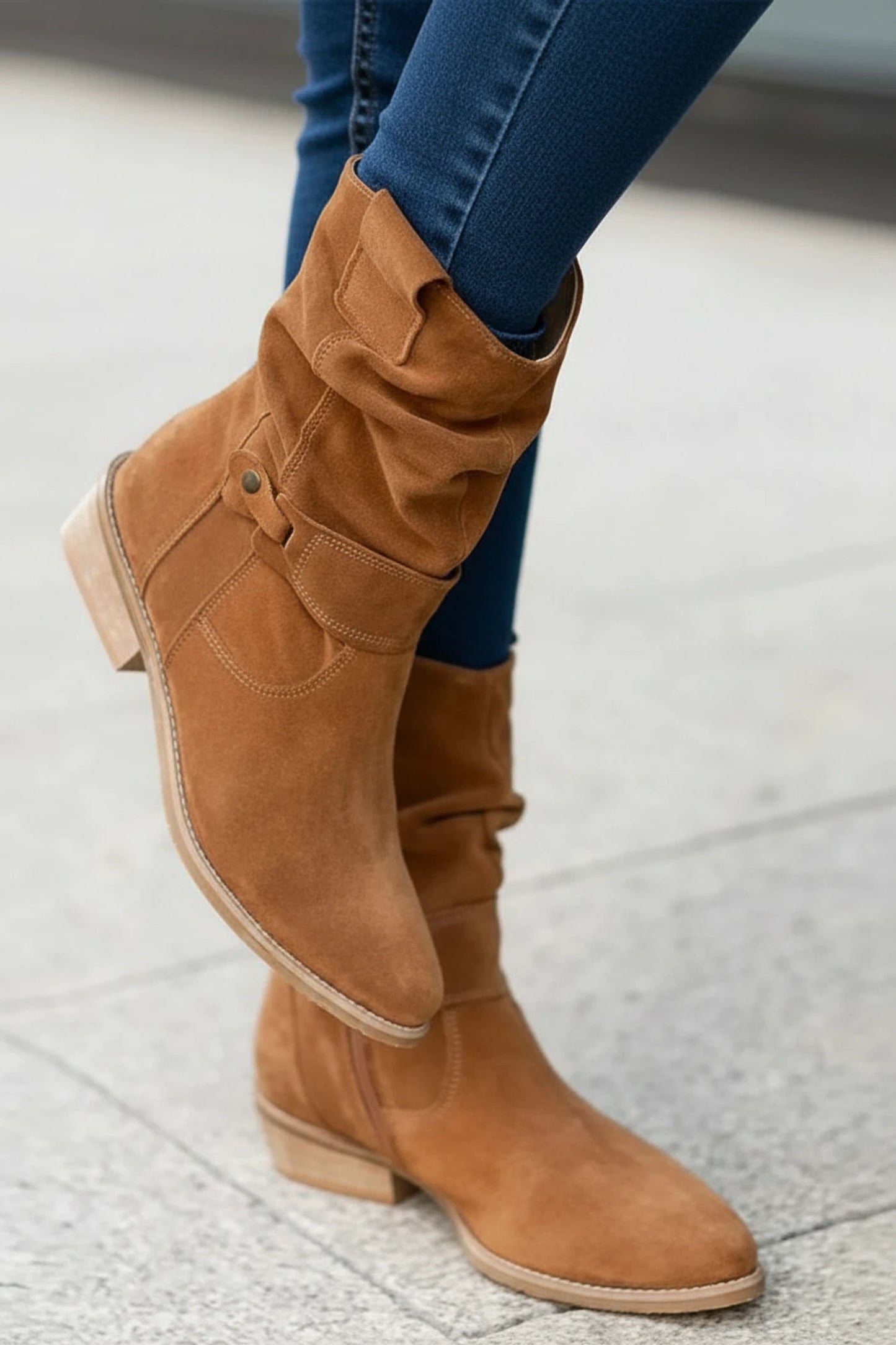 Slouch Ankle Boots Western Style for Women