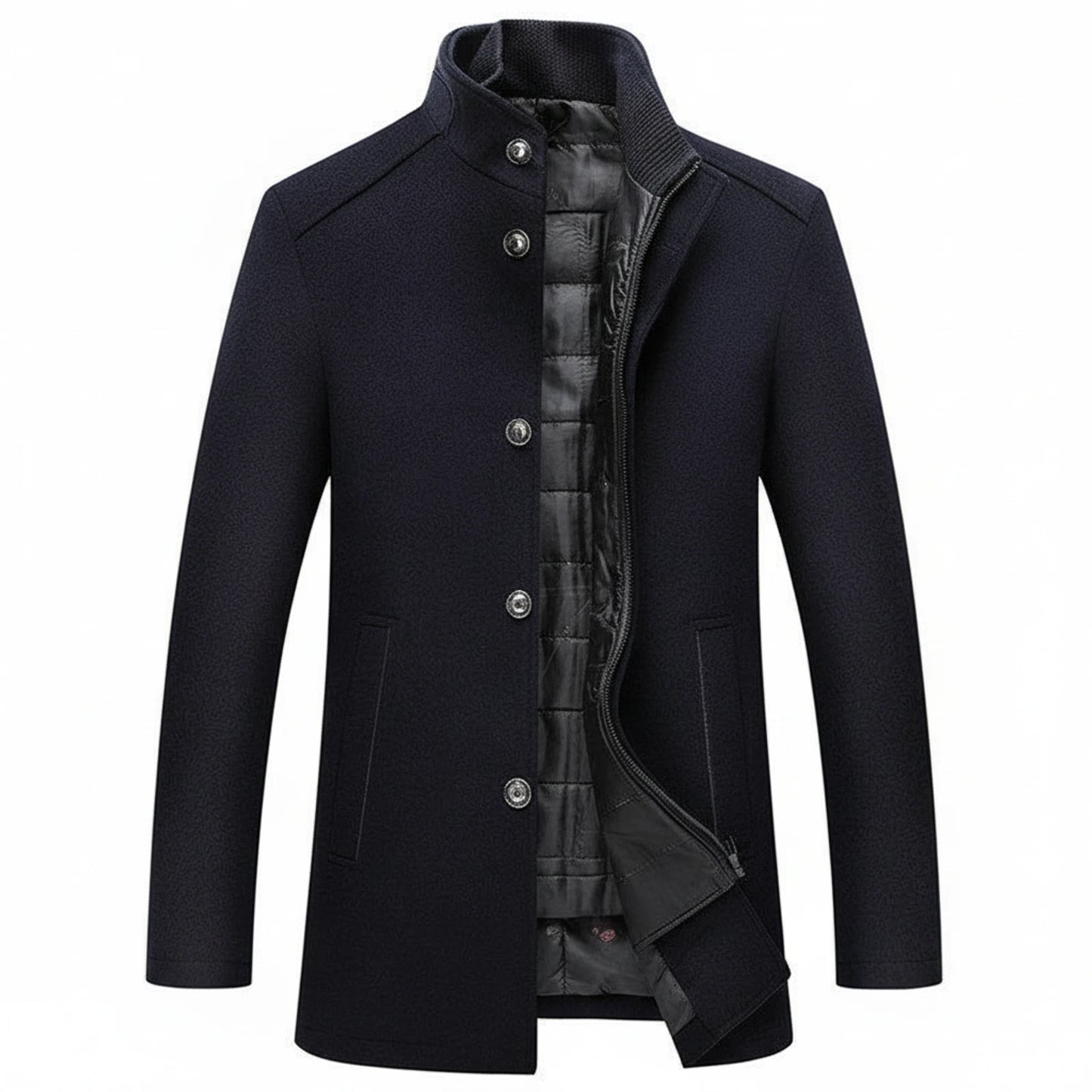 Stand Collar Layered Winter Jacket for Men