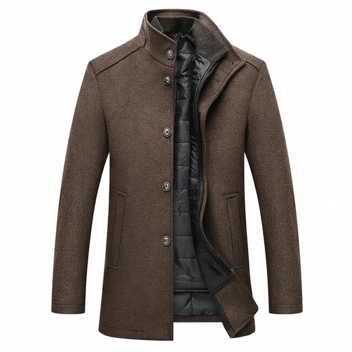 Stand Collar Layered Winter Jacket for Men
