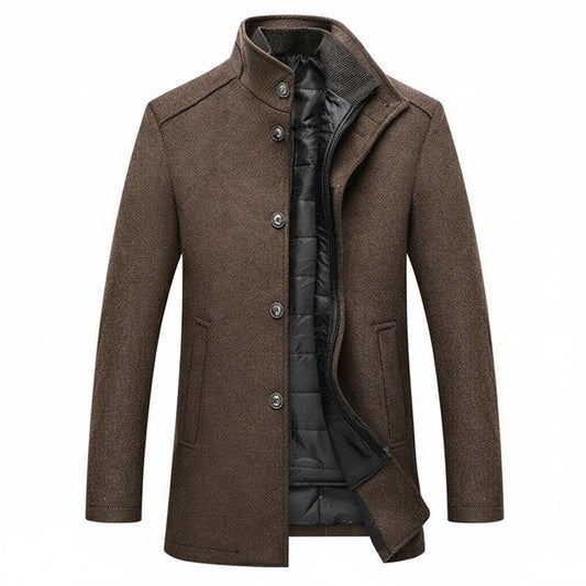 Stand Collar Layered Winter Jacket for Men