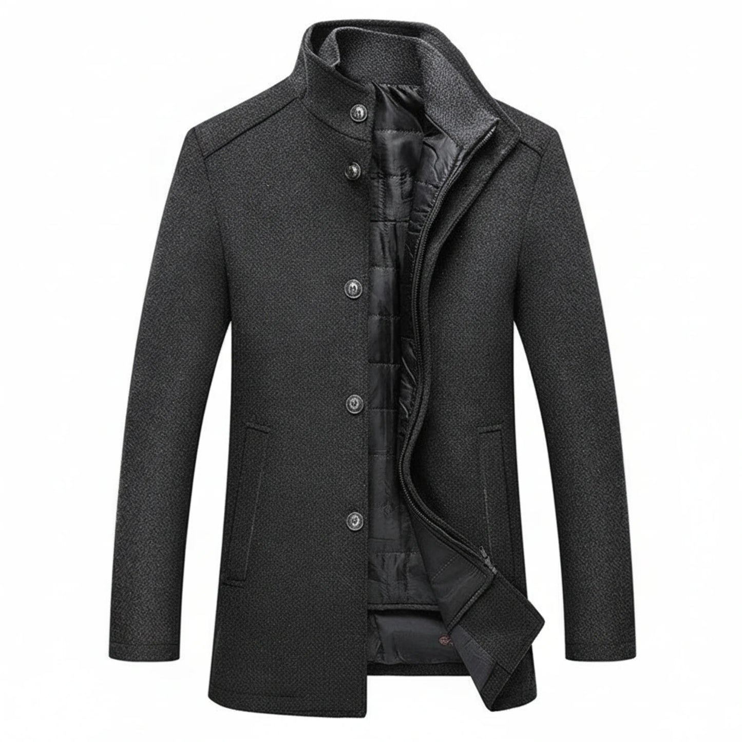 Stand Collar Layered Winter Jacket for Men