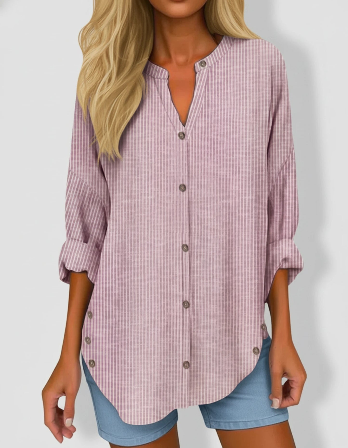 Striped Button-Down Blouse for Women