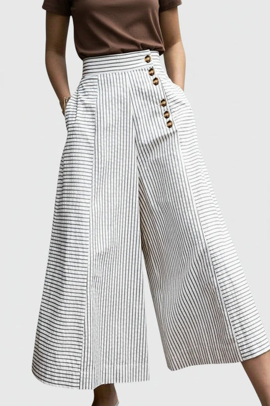 Striped High-Waisted Pants for Women