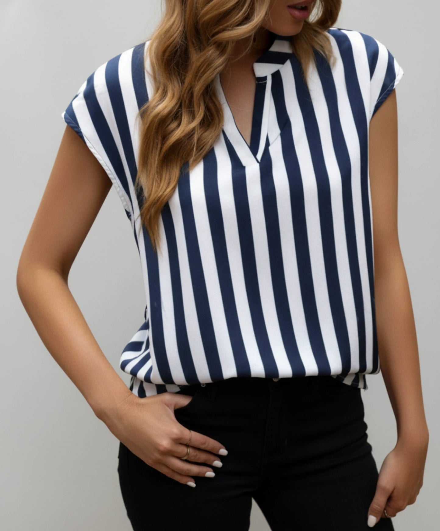 Striped Sleeveless Blouse for Women