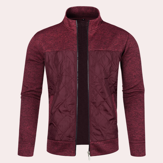Quilted Stand Collar Jacket for Men - Image 1