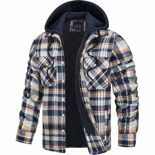 Hooded Plaid Jacket for Men - Image 1