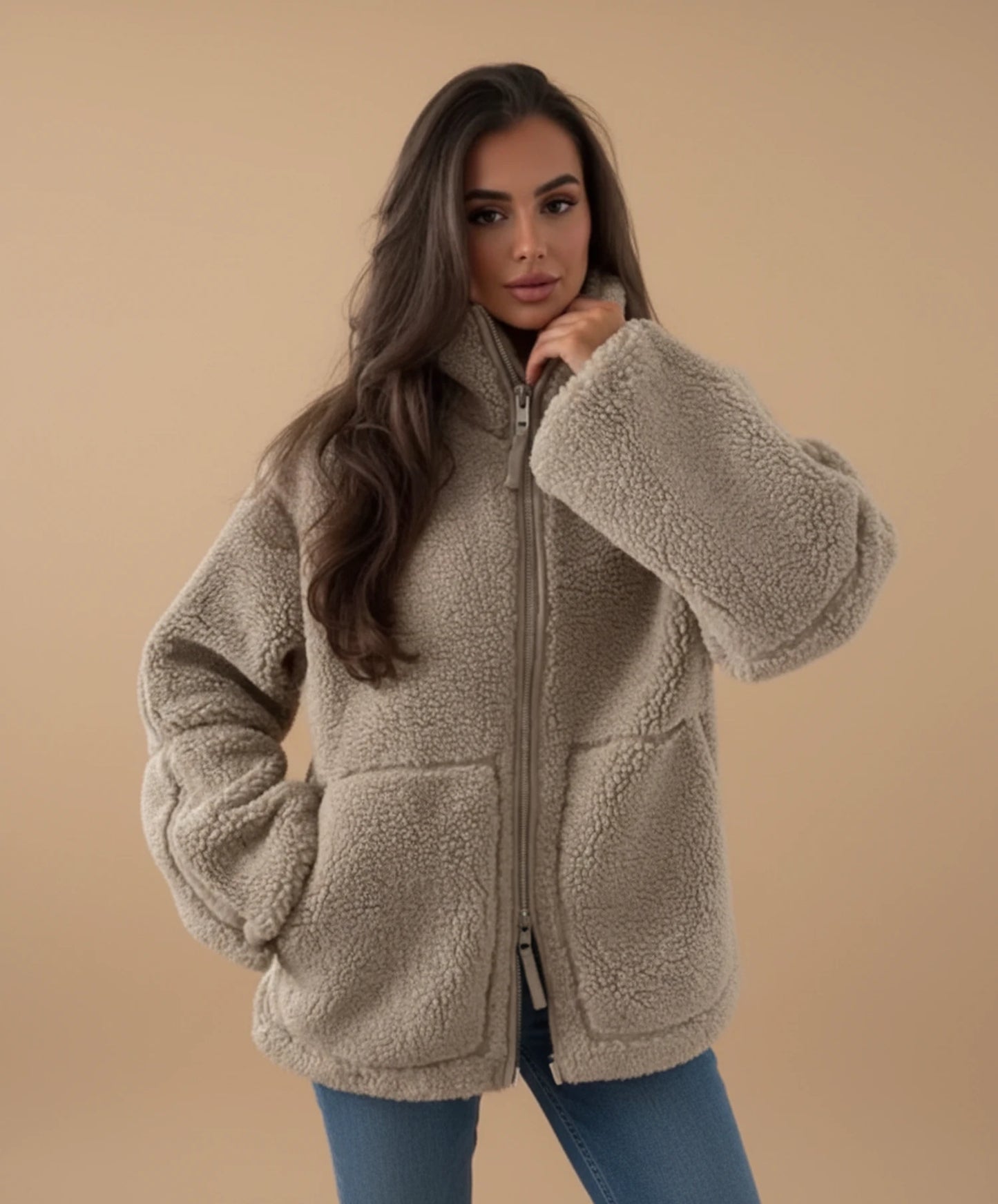 Zip-Up Warm Sherpa Jacket for Women